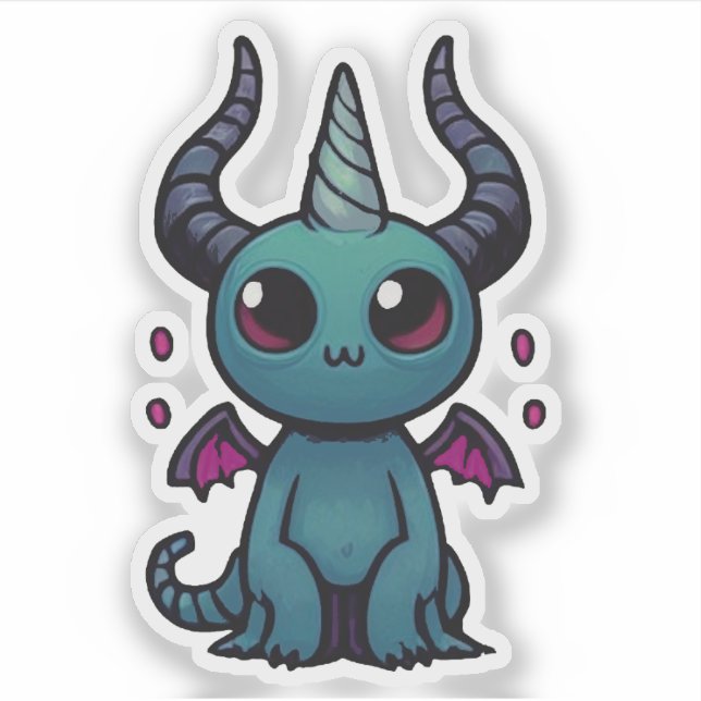 Cute Baby Dragon Demon - Kawaii Fantasy Aufkleber (Vorderseite)