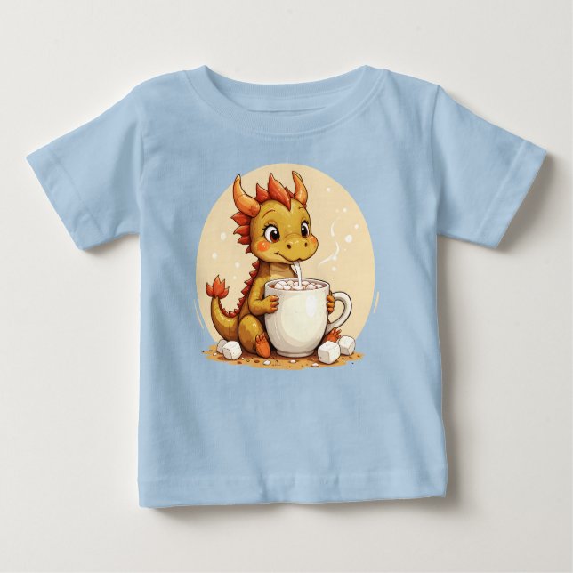 Cute Baby Dragon Hot Chocolate Kids Kawaii Cozy De Baby T-shirt (Vorderseite)