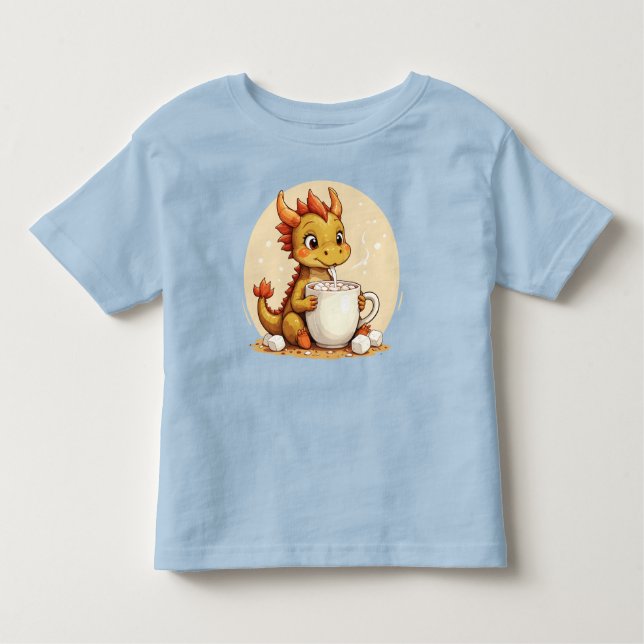 Cute Baby Dragon Hot Chocolate Kids Kawaii Cozy De Kleinkind T-shirt (Vorderseite)