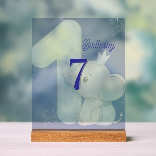 Cute Baby Elephant First Birthday Acrylschild (Neutral)