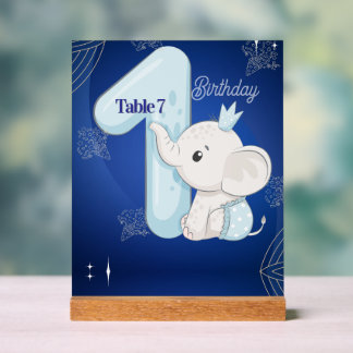 Cute Baby Elephant First Birthday Acrylschild
