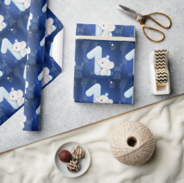 Cute Baby Elephant First Birthday Geschenkpapier