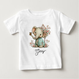 Cute Baby Elephant in Cherry Blossoms T-shirt