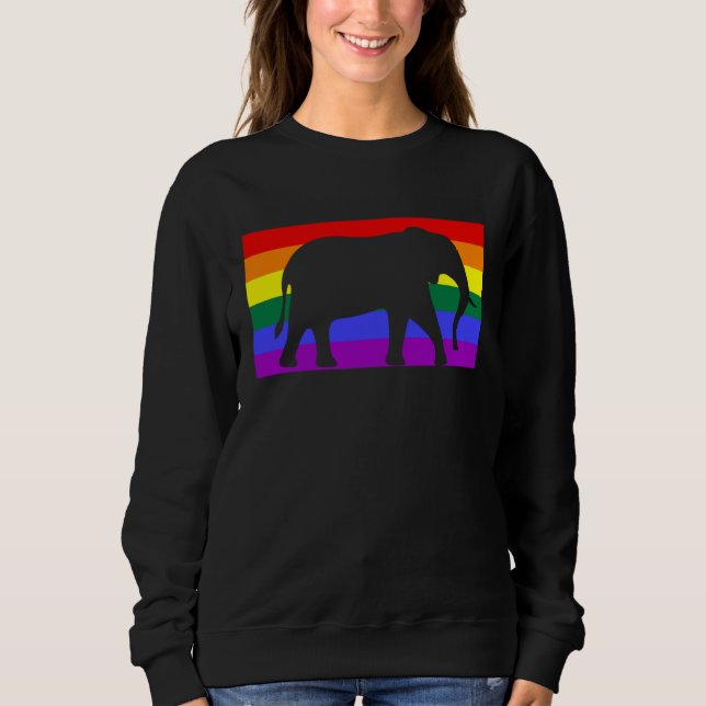 Cute Baby Elephant Love LGBTQ Gay Pride Flag Queer Sweatshirt (Vorderseite)