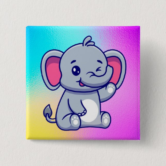 Cute Baby Elephant Sitting Cartoon-23800 Button (Vorderseite)