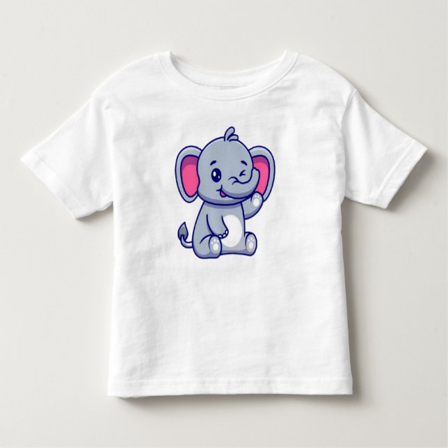 Cute Baby Elephant Sitting Cartoon-23800 Kleinkind T-shirt (Vorderseite)