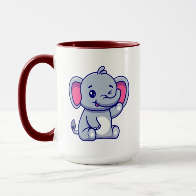 Cute Baby Elephant Sitting Cartoon-23800 Tasse (Links)