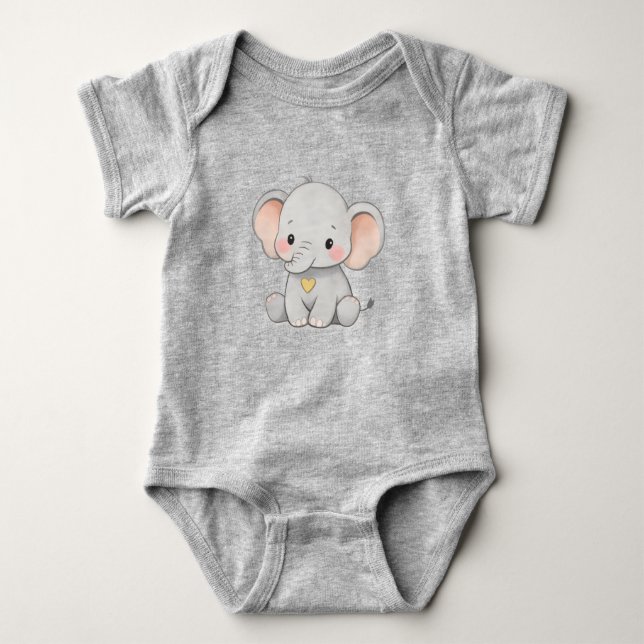 Cute Baby Elephant – Toddler Clothing Design Strampler (Vorderseite)