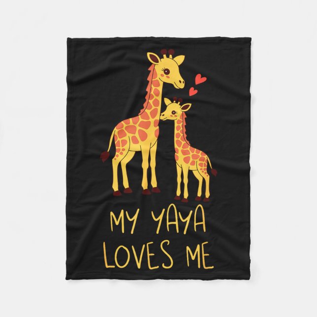 Cute Baby Giraffe And Grandma My Yaya Loves Me  Fleecedecke (Vorderseite)