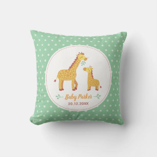 Cute Baby Giraffe and Mum, Nursery Personalized Kissen