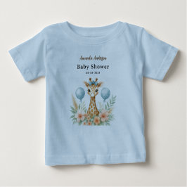 Cute Baby Giraffe Boy Baby Shower | Blue Safari T-shirt