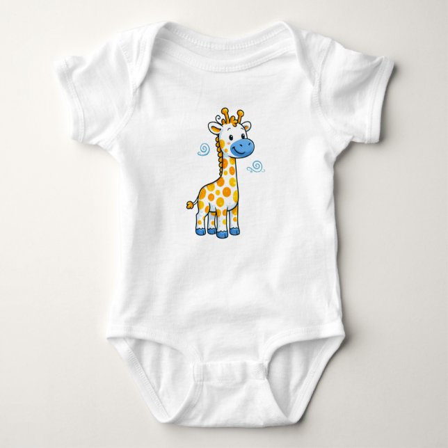 Cute Baby Giraffe Cartoon Illustration Baby Strampler (Vorderseite)