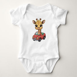 Cute Baby Giraffe Driving Baby Strampler