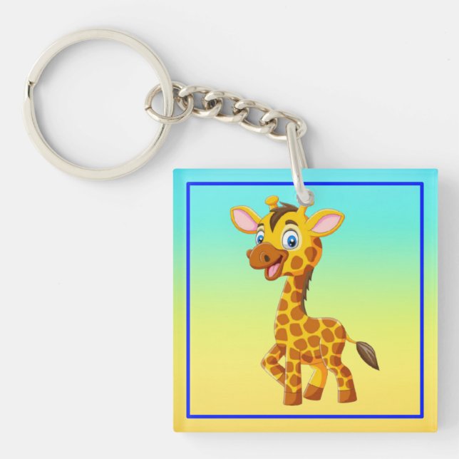 Cute Baby Giraffe Smiling Cartoon-35280 Schlüsselanhänger (Vorderseite)