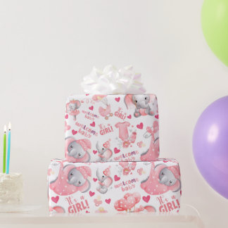 Cute Baby Girl Baby Shower & Newborn Girl Present  Geschenkpapier