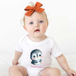 Cute Baby Girl Penguin Christmas birthday Strampler