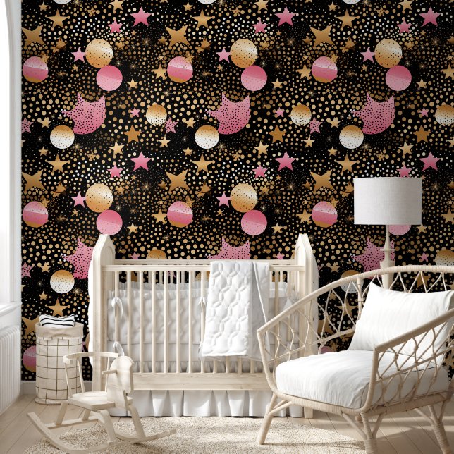 Cute baby girls stars pattern nursery tapete (Kinder)