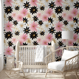 Cute baby girls stars pattern nursery tapete