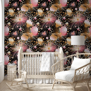 Cute baby girls stars pattern nursery tapete