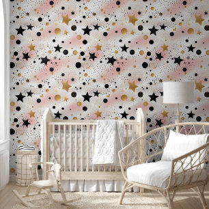 Cute baby girls stars pattern nursery tapete