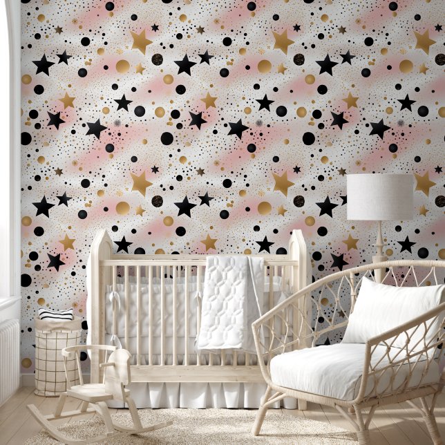 Cute baby girls stars pattern nursery tapete (Kinder)