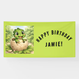 Cute Baby Hatchling Dinosaur Birthday Banner