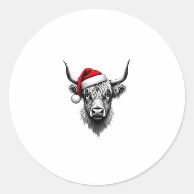 Cute Baby Highland Cow Christmas Santa Gifts Xmas  Runder Aufkleber (Vorderseite)