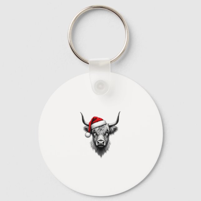 Cute Baby Highland Cow Christmas Santa Gifts Xmas  Schlüsselanhänger (Vorderseite)