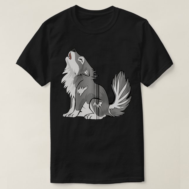 Cute Baby Howling Wolf Cub Sketch Gifts Costume St T-Shirt (Design vorne)