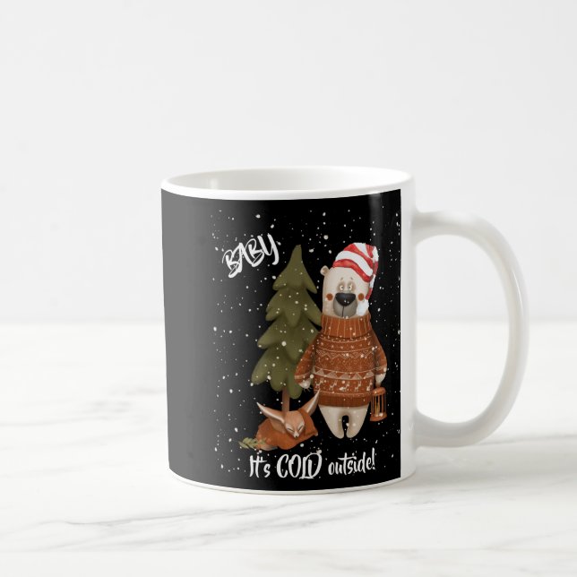 Cute Baby Its Cold Outside Bear And Fox T Shirt  Kaffeetasse (Rechts)