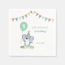 Cute Baby Koala Balloon Party Flag Birthday Serviette