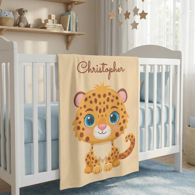 Cute Baby Leopard Safari Animal Kids Fleecedecke (Von Creator hochgeladen)