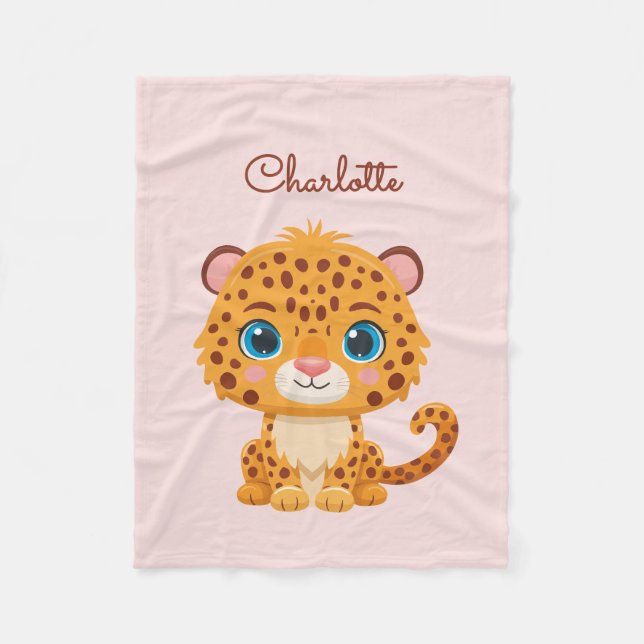 Cute Baby Leopard Safari Animal Kids Fleecedecke (Vorderseite)
