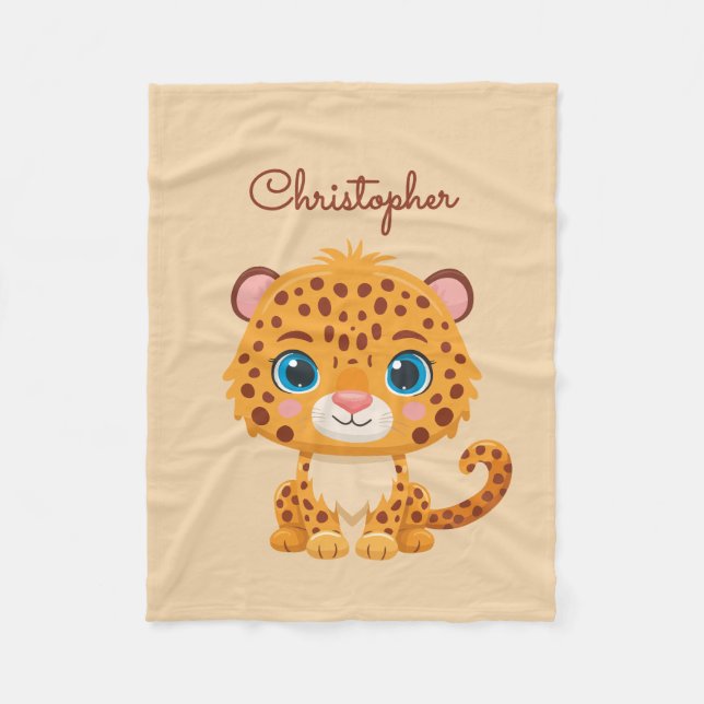 Cute Baby Leopard Safari Animal Kids Fleecedecke (Vorderseite)