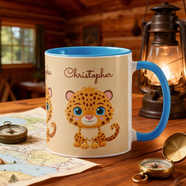 Cute Baby Leopard Safari Animal Kids Tasse (Von Creator hochgeladen)