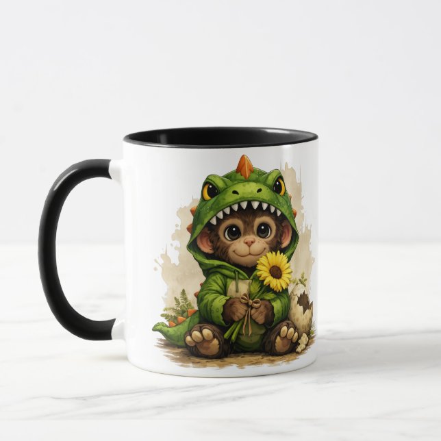 Cute Baby Monkey Dinosaur Costume Coffee Mug Tasse (Links)