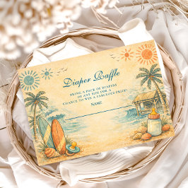Cute Baby On Board Surf Diapper Raffle Begleitkarte