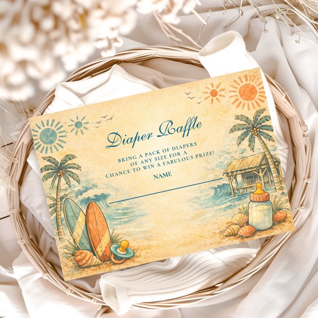Cute Baby On Board Surf Diapper Raffle Begleitkarte (Von Creator hochgeladen)