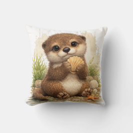 Cute Baby Otter Shell Pillow Kawaii Decor Kissen