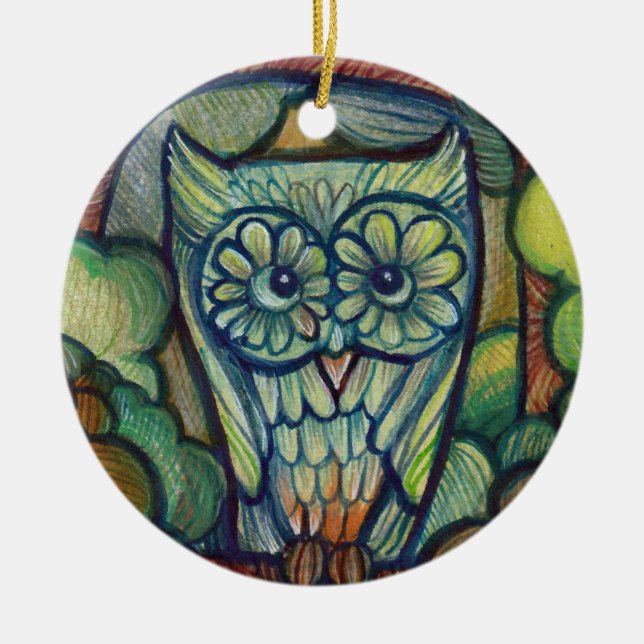 Cute Baby Owl Keramik Ornament (Vorne)