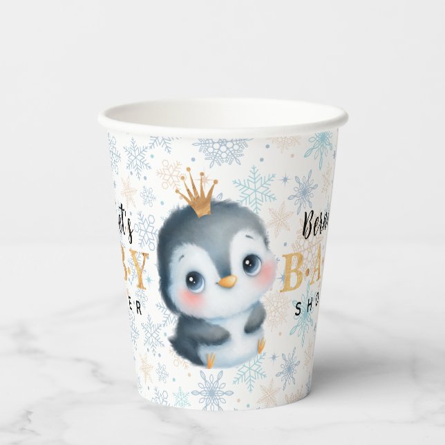 Cute Baby Penguin Baby Shower Winter Pappbecher (Rückseite)