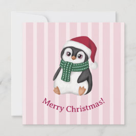 Cute Baby Penguin Wearing Santa Hat Christmas Feiertagskarte