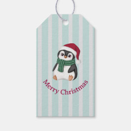 Cute Baby Penguin Wearing Santa Hat Christmas Geschenkanhänger