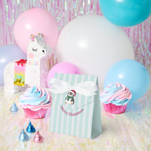 Cute Baby Penguin Wearing Santa Hat Christmas Geschenkschachtel (Party)