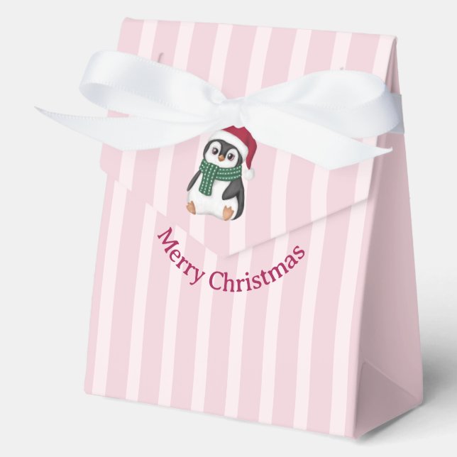 Cute Baby Penguin Wearing Santa Hat Christmas Geschenkschachtel (Vorderseite)