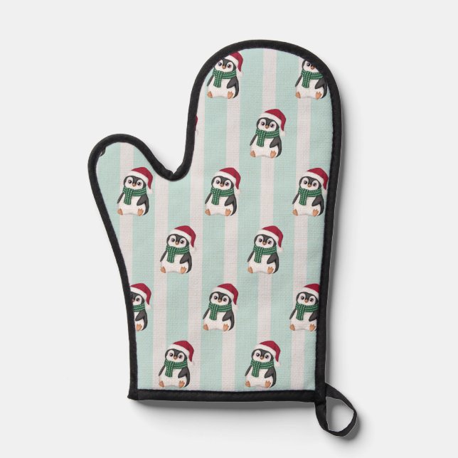 Cute Baby Penguin Wearing Santa Hat Christmas Ofenhandschuh (Vorderseite)
