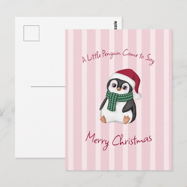 Cute Baby Penguin Wearing Santa Hat Christmas Postkarte (Vorne/Hinten)
