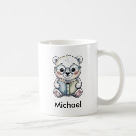 Cute Baby Polar Bear Reading a Book Kaffeetasse