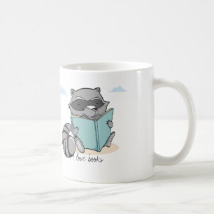 Cute baby raccoon reading. I love books. Tasse