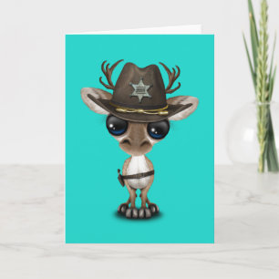 Cute Baby Reindeer Sheriff Feiertagskarte
